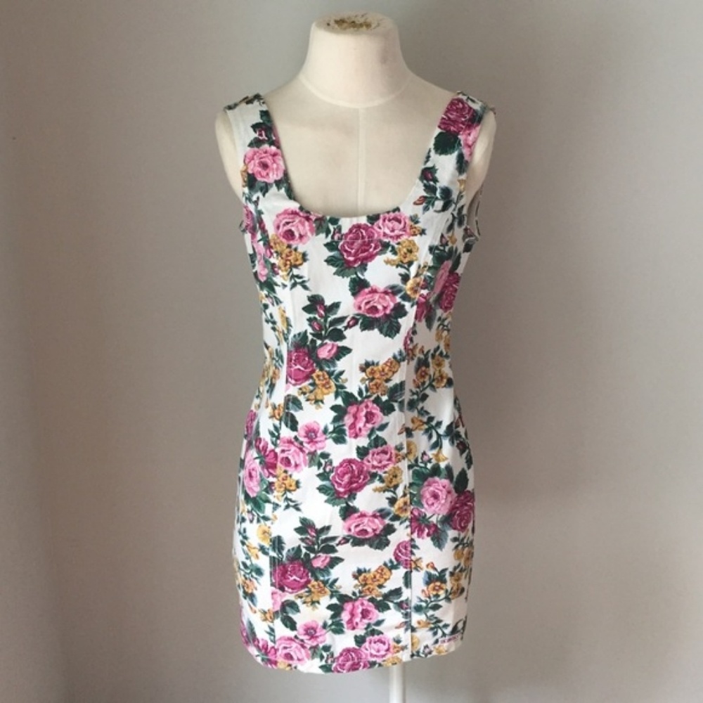 BONGO Vintage Floral Denim Dress